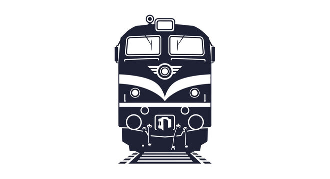 Vintage train front view illustration.