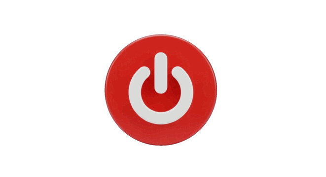 Vector illustration&nbsp;of red power button icon with a textured surface on a transparent background