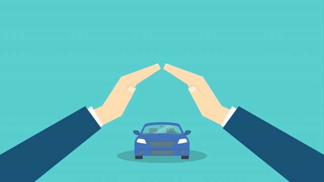Car Insurance Protection Animation Hands Covering Vehicle Safety Auto Coverage Security Concept