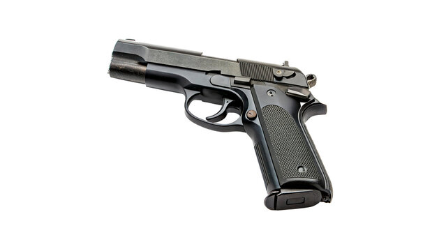 Metal pistol  isolated on transparent background cut out