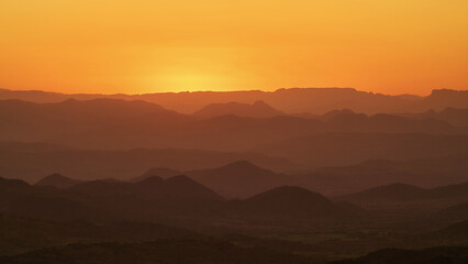 Fototapeta premium Golden sunset in the Ethiopian Highlands near Lalibela