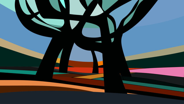 alia landscape, flat vector illustration