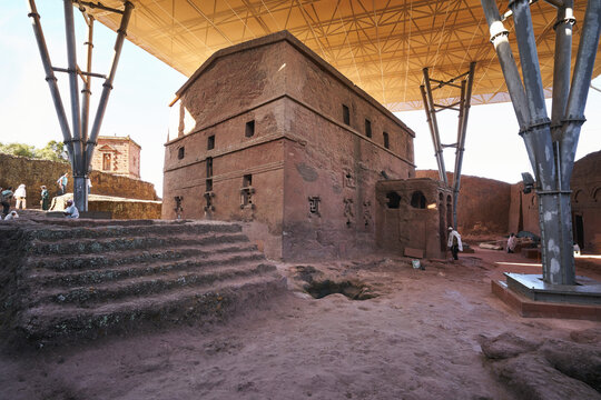 The ancient rock-hewn Church of Biete Maryam in Lalibela, Ethiopia