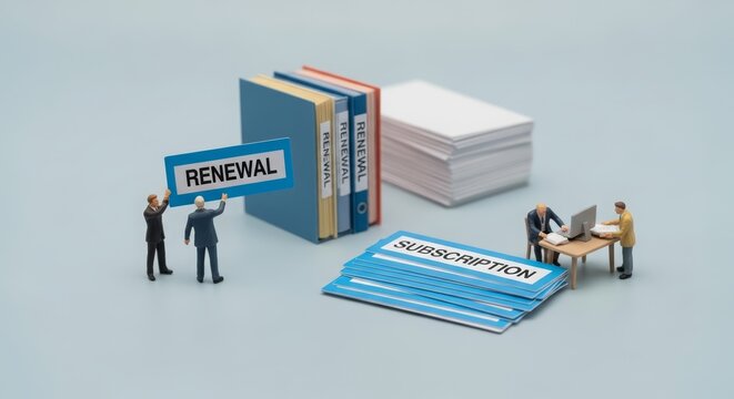 workers updating subscription records representing recurring revenue and retention management