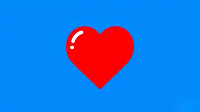 A simple, flat vector icon of a vibrant red heart shape against a bright blue background. This graphic is suitable for love, romance, social media, dating apps, or health-related design projects.