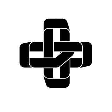 Interlocking Cross Symbol, Medical Health Care, Abstract Geometric Logo, Healthcare Icon