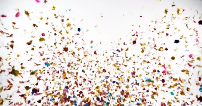 Colorful Confetti Falling Collection on White Background