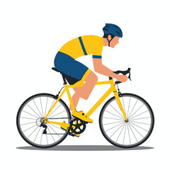 Naklejka premium Professional athlete in dynamic pose with bicycle, modern vector illustration