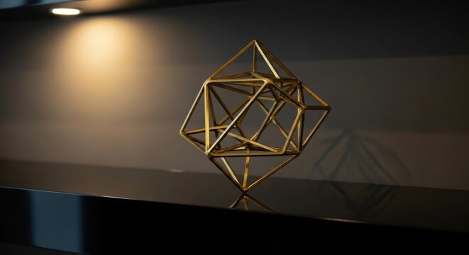 Modern Brass Geometric Sculpture with Intricate Form