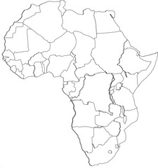 Fototapeta premium Vector sketch illustration of landscape design of African continent map with country divisions