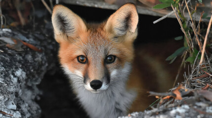 Fototapeta premium Captivating Red Fox Portrait A Glimpse into the Wild.