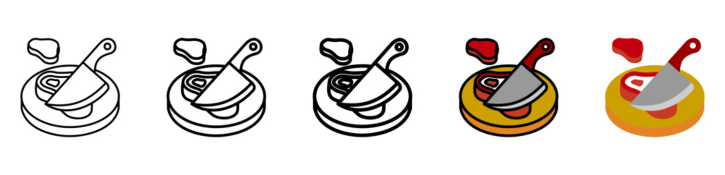 Butcher Knife Icon With Differences and Colors