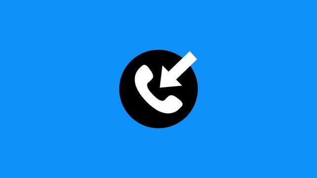 Incoming call icon animation with pulsing rings on blue background for mobile apps design.