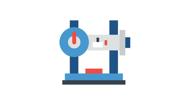 Industrial Drill Press Machine Vector Illustration, Flat Style Mechanical Equipment Icon for Manufacturing and Engineering Workshop Concepts