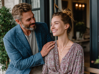 Naklejka premium Connectioneering Support and Empathy in Relationships Intimate Togetherness at Home Fostering Trust and Care for Mental Health
