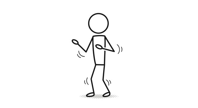 stick figure dancing with a spoon.