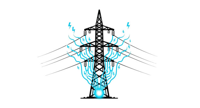 Electricity transmission tower power lines structure.