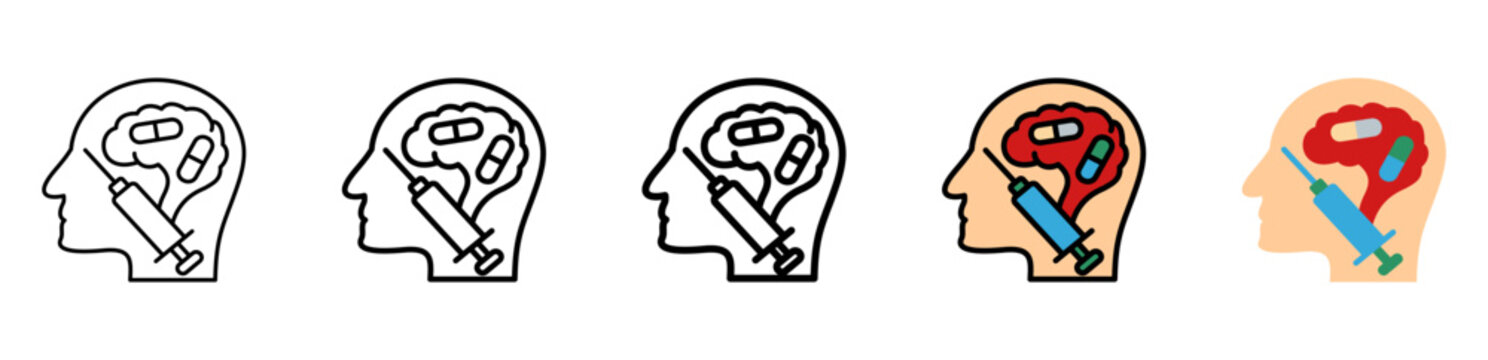 Drug Addiction Icon With Differences and Colors