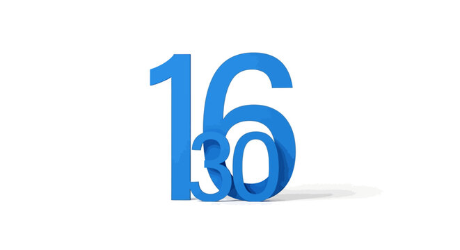 Large Blue Number Sixteen Sign.