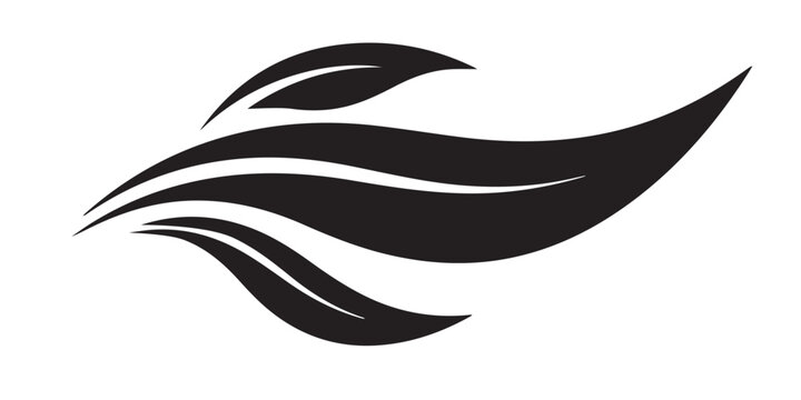 Abstract black leaf and wave design element with leaf shape leaf outline organic shape stylized leaf modern design