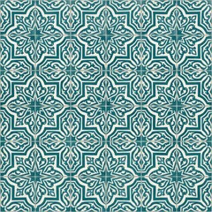 Fototapeta premium Intricate Geometric Patterns with Floral Accents in Green and Pink Tones