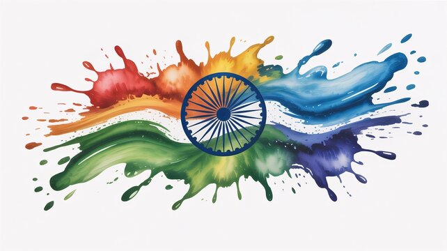 Vibrant multicolor paint splash with national flags celebrating global unity and diversity.
