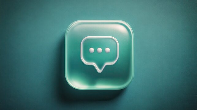 Green Speech Bubble Icon on Turquoise Background for Communication Concepts