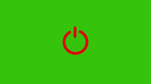 Power batton icon animation on green background. Animated of power baton on off concept. Rechargeable power icon.