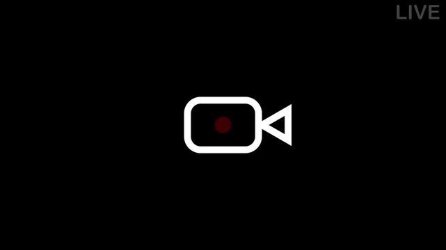 Camera recording icon.Video record interface with video animation. REC frame icon with live recording button looped animation.