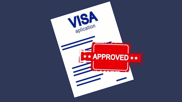 Visa application document with red seal. Official visa application document for travel. Professional visa application document for international migration.