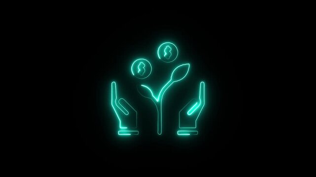 Neon glowing plant growth a visual metaphor for investment sustainability and financial flourishing