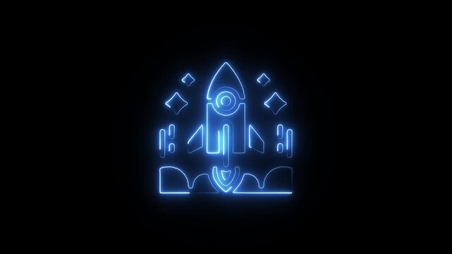 Neon rocket launch a futuristic space exploration visual with glowing lines and abstract elements
