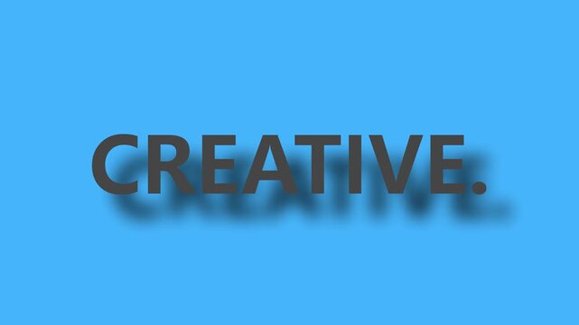 Creative text appears with shadow effect on blue background, concept of innovative design.