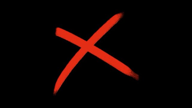 Red Cross Mark Rust Animation on Alpha Channel Background 4K Video
