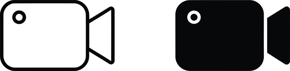 Fototapeta premium Minimalist video camera icon set for digital media production