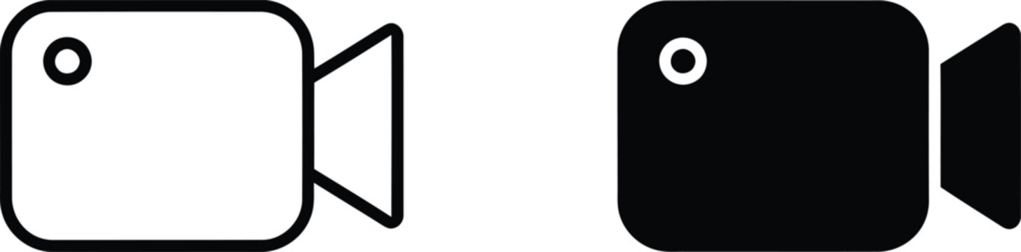 Minimalist video camera icon set for digital media production