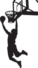 Basketball Player Dunking Silhouette - Professional Athlete Jumping to Score © Najmee