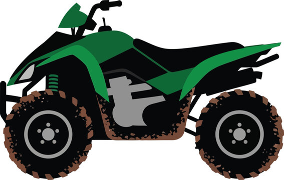 Green atv quad bike vector illustration with off road, four wheeler