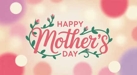 Obraz premium Colorful happy mothers day floral greeting card with decorative text and pastel circles.