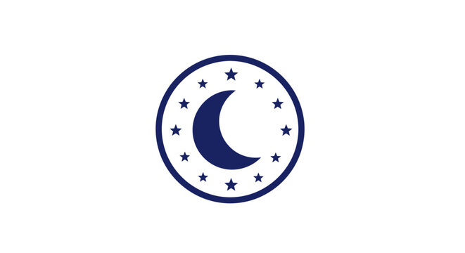 Crescent Moon Star Symbol Icon.