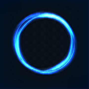 Glowing circle ring frame border with empty center on transparent background.