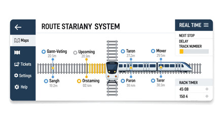Naklejka premium Route Starian System Interface Display.
