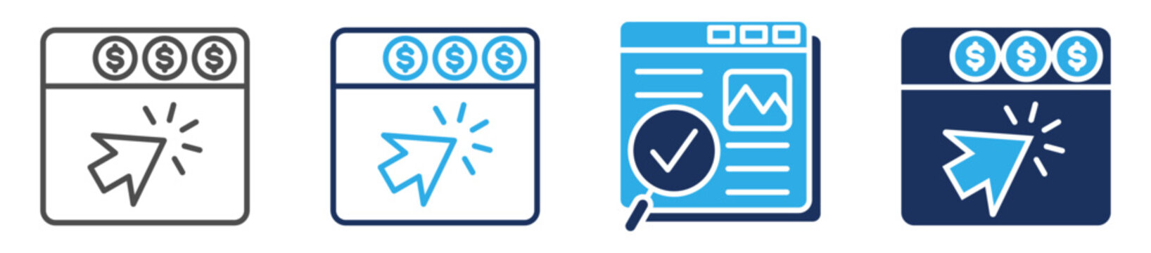 pay per click icon set multi concept