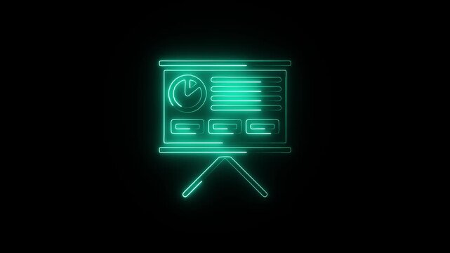 Neon presentation board with clock icon time management and project planning visual aid
