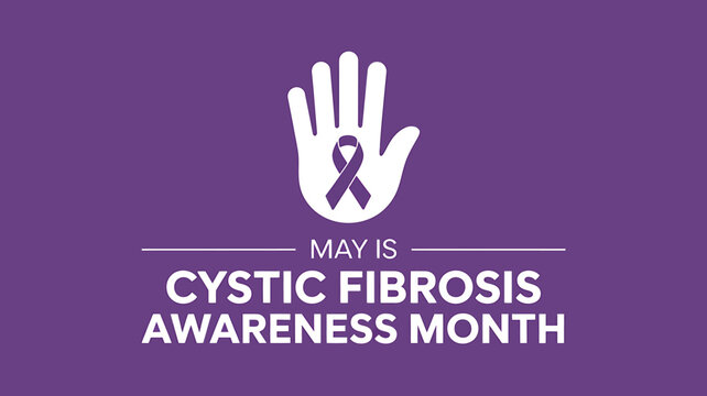 Cystic fibrosis awareness month purple ribbon hand logo design