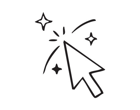 Clickable cursor arrow with sparkling click feedback, pointer selecting interface element, conversionfocused CTA concept, UX designer testing selection, clean icon for web interaction and responsive
