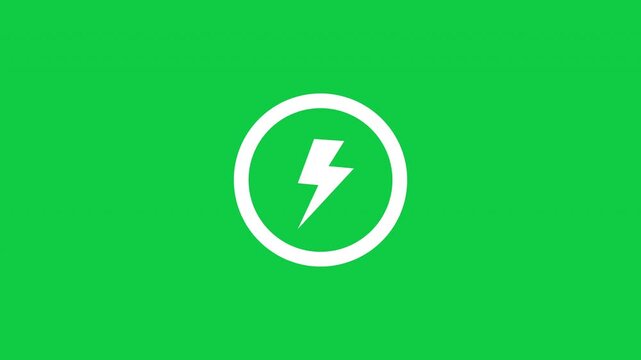 Battery Charging Animated Icon Power Loading Progress Flash Bolt Electricity Status Energyon Green