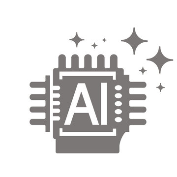 進化と高性能を象徴するAIチップアイコン（グレー）