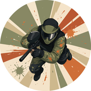 Paintball Player in Camouflage Gear vector