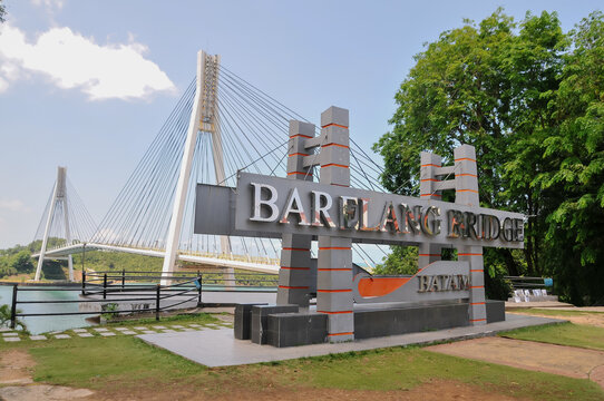 Batam, Indonesia - April 16, 2026: View of Barelang Bridge spanning the sea, connecting Batam, Rempang, and Galang islands.